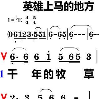 英雄上马的地方大字谱高清简谱教唱谱直播教唱歌谱