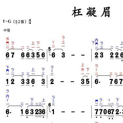 枉凝眉二胡指法高清简谱