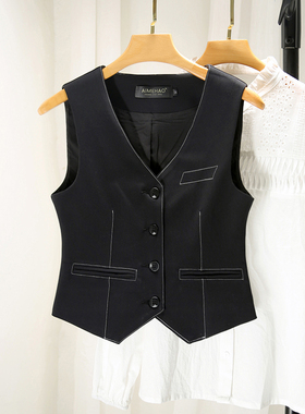 拯救多件打底衫秋冬新款撞色百搭短款经典西装黑色马甲显瘦女士潮