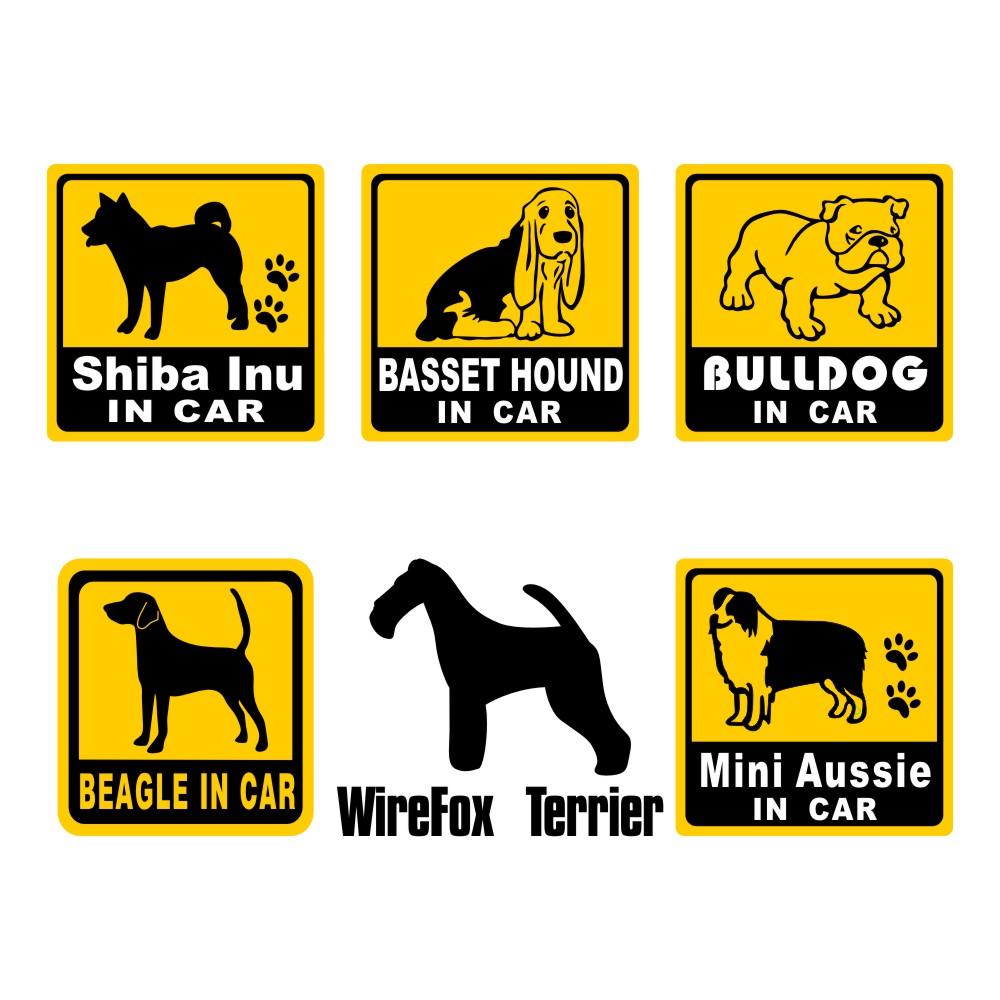 DOGIN柴犬巴吉度犬比格犬斗牛犬刚毛猎狐犬澳牧 爱狗反光警示车贴