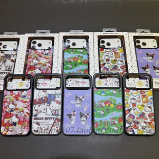 三丽鸥适用iphone17promax手机壳苹果16promax鎏金壳可爱保护套hellokitty全包磁吸黑边不发黄磨砂壳15promax