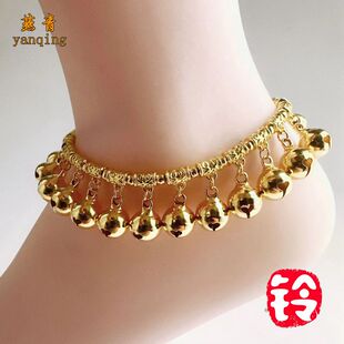 跳舞蹈道具中国风金色铃铛脚链女复古民族风复古时尚 男手工学生