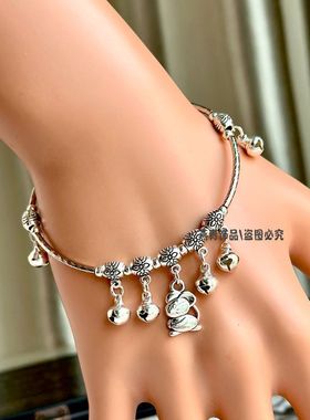 跳舞藏银铃铛有声音十二生肖手链女手环民族风学生【成人款手镯】