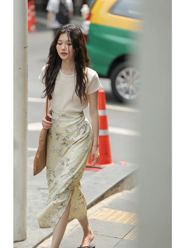 Длинная летняя приталенная длинная юбка, китайский стиль, подходит для подростков, А-силуэт