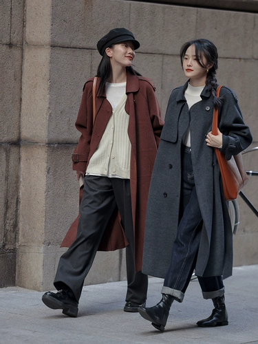 Двусторонное демисезонное зимнее шерстяное пальто, черная красная куртка, изысканный стиль