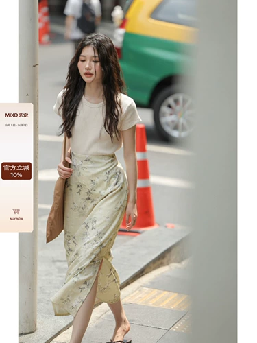 Длинная летняя приталенная длинная юбка, китайский стиль, подходит для подростков, А-силуэт