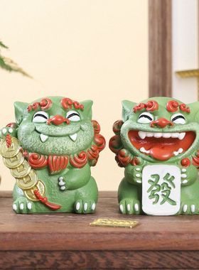 国潮风狮爷树脂摆件家居装饰小摆件桌面茶宠醒狮狮子旅游马年礼品