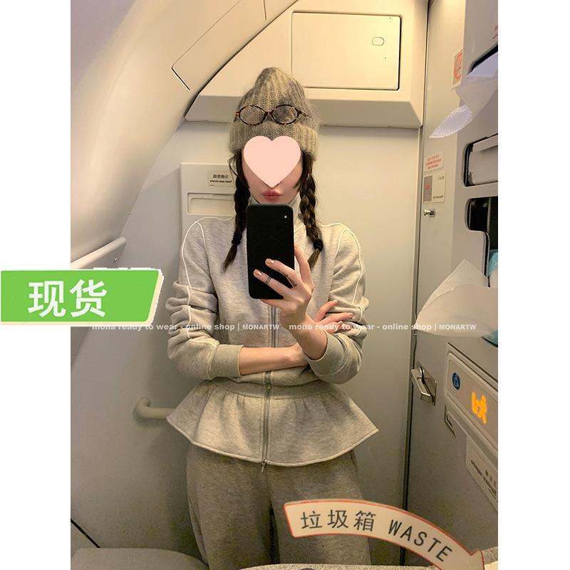 Mona家 设计感小众独特 重磅卫衣套装中腰裤子半裙女小个子秋冬新