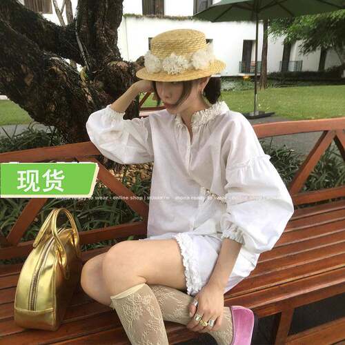 Mona家 亚麻透气舒适 粉色白色衬衫高腰短裤女小个子 2025夏季新