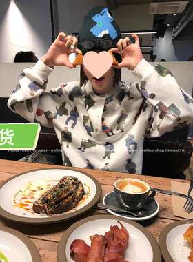 Mona家 印花小众设计 宽松潮流无帽卫衣女小个子 2025秋冬新款