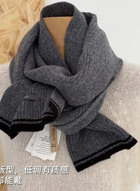 100%wool高品质羊毛围巾女冬季灰