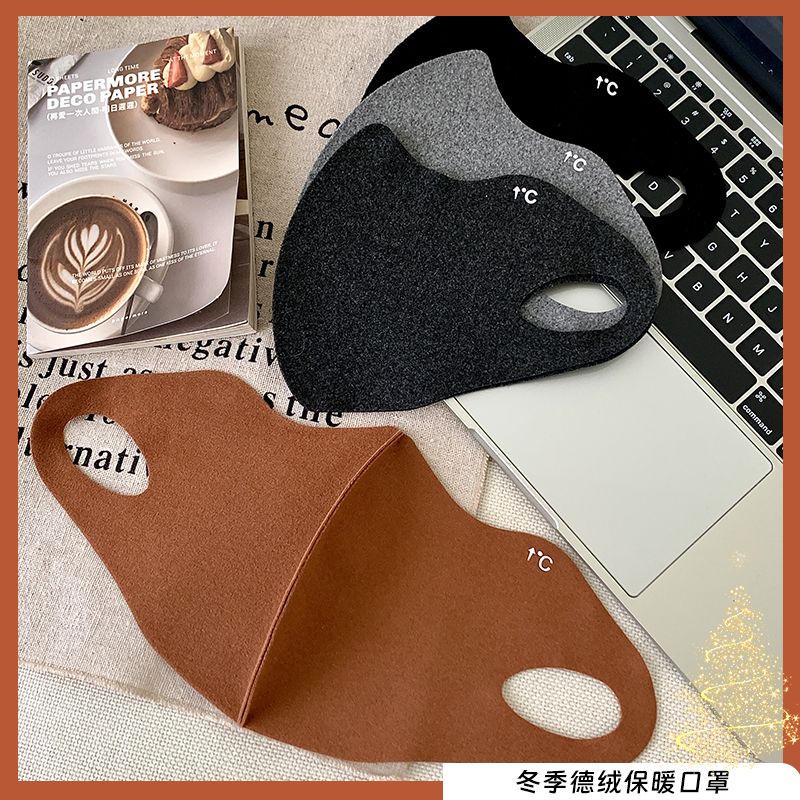 2025冬新款德绒口罩女冬季保暖高颜值骑行防风防寒透气防晒简约韩
