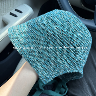 倪妮同款黑色帽子日本大头围渔夫帽女系带百搭盆帽羊毛帽遮阳防晒