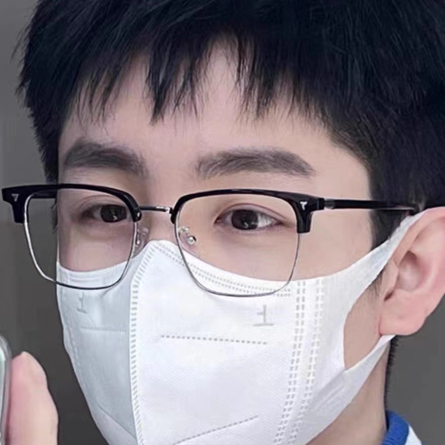 半框近视眼镜理工男复古黑防蓝光斯文败类痞帅护眼睛无度数平光镜