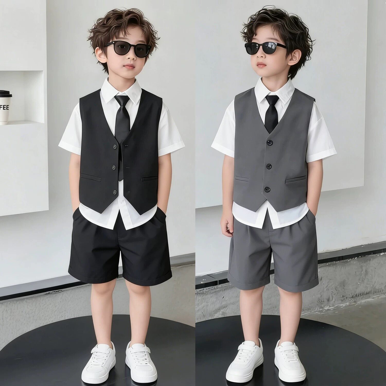 儿童礼服夏季休闲帅气男童西装套儿童礼服