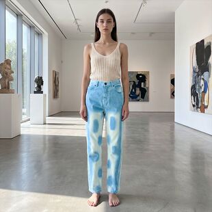 女款休闲裤春夏秋扎染水洗百搭牛仔裤多巴胺洋气跳舞潮流显瘦裤子