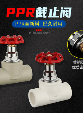 PPR截止阀配件4分20/25/32/40/50/63水管开关阀门全铜加厚升降杆