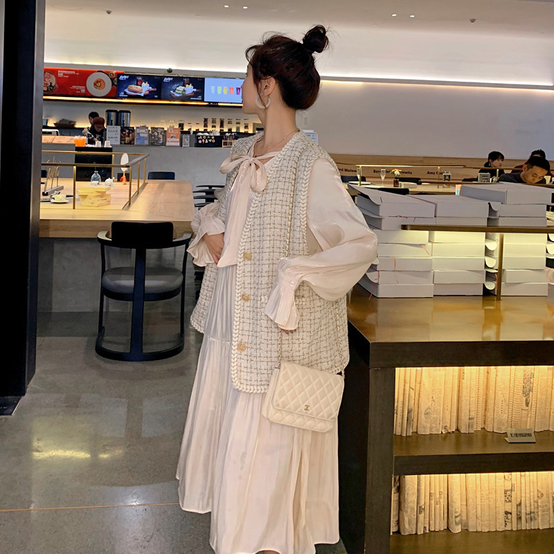 现货 秋季小香风马甲长裙套装女 229-8140-P190-K258图片