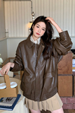 韩风chic机车皮衣夹克女2025春季新款美式复古小个子百搭上衣外套，女装皮衣，浙宝229