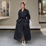 高级感英伦风黑色风衣外套女春秋2025年新款超火好看长款宽松大衣，女装风衣，浙宝229