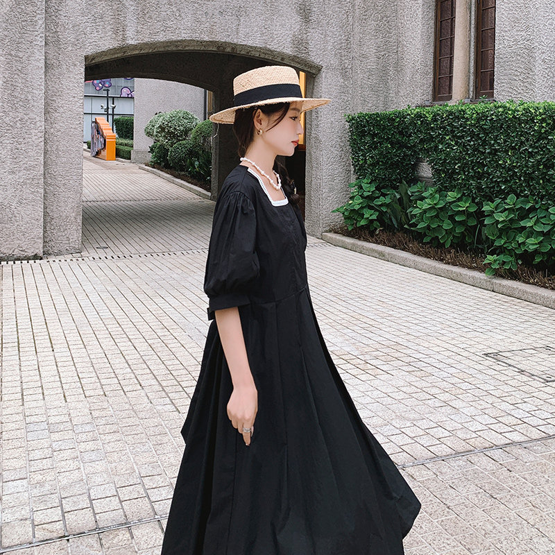 【新款】赫本风黑色大版型连衣裙229-8235-P125控178,女装连衣裙,浙宝229