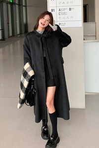 【大货出】赫本风蝴蝶结双面呢大衣2B175-8312-P275控398图片