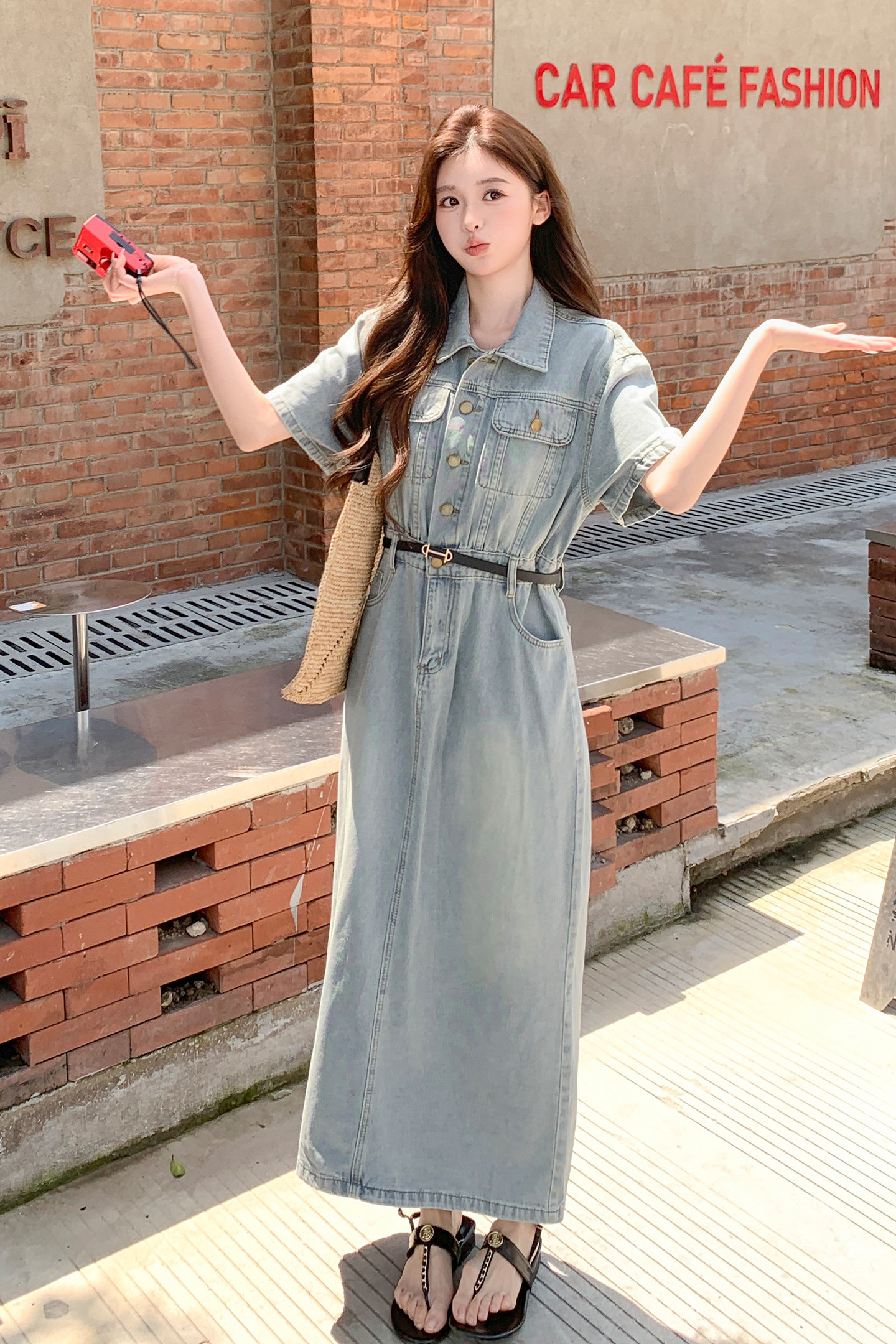 【大货已出】韩系牛仔连衣裙送腰带2B175-8517-P165控268,女装连衣裙,浙宝229