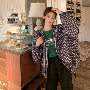 23年春装格子夹克外套oversize 229-8208-P135控188图片