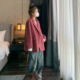 【大货】美炸了火龙果色双面羊绒西装款2B175-8271-P255控378，女装毛呢外套，浙宝229