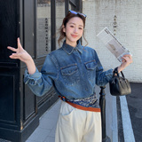 【大货】26年春牛仔衬衫外套送丝巾2B175-8479-P135控218，女装短外套，浙宝229