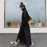 高级感英伦风黑色风衣外套女春秋2025年新款超火好看长款宽松大衣，女装风衣，浙宝229