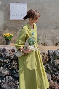 主推现货2022牛油果绿香芋紫两色连衣裙229-8173-P115控168图片