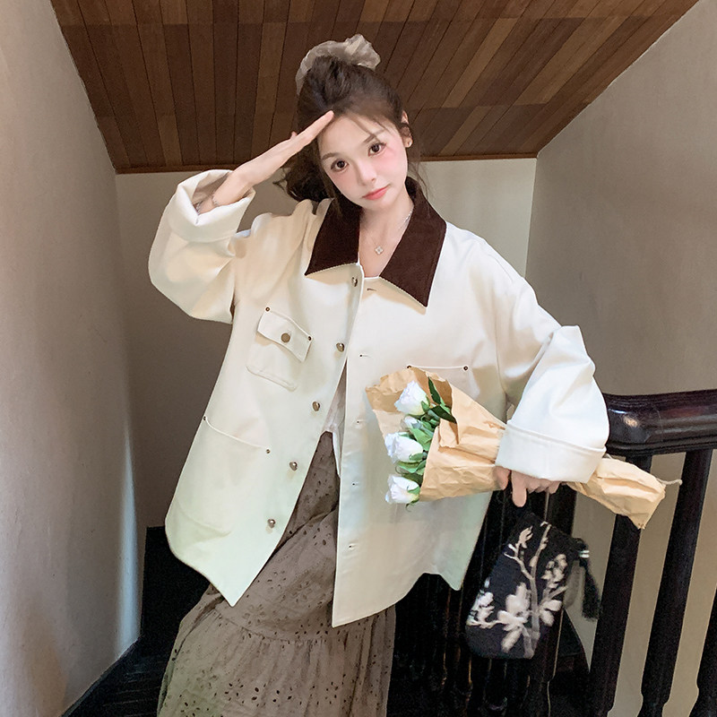 【新款】25年米白色工装外套女2B175-8325-P155控228,女装短外套,浙宝229