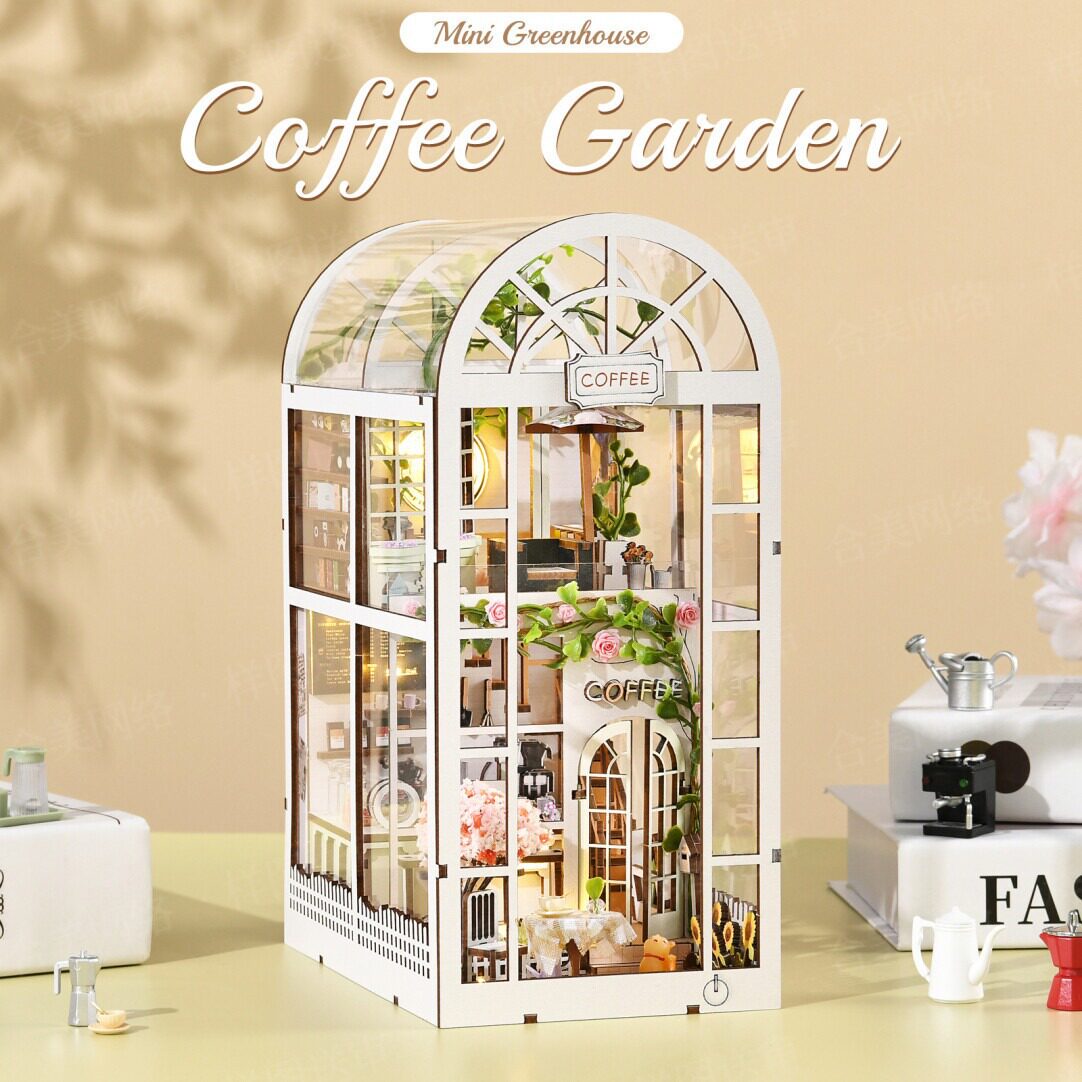 diy小屋阳光咖啡花房书立模型屋摆件手工制作工艺品积木拼装礼物