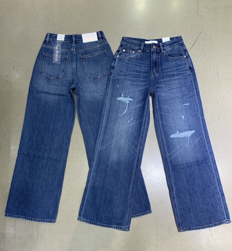 ONEBRAND牛仔裤磨破显瘦舒服面料薄深蓝色窄版直筒裤女2026夏季