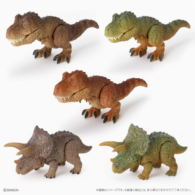 包邮 现货 万代 扭蛋 生物大图鉴 迷你 恐龙 可动 霸王龙 三角龙