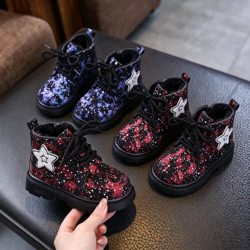 婴儿童鞋子系带侧拉链小童靴子潮