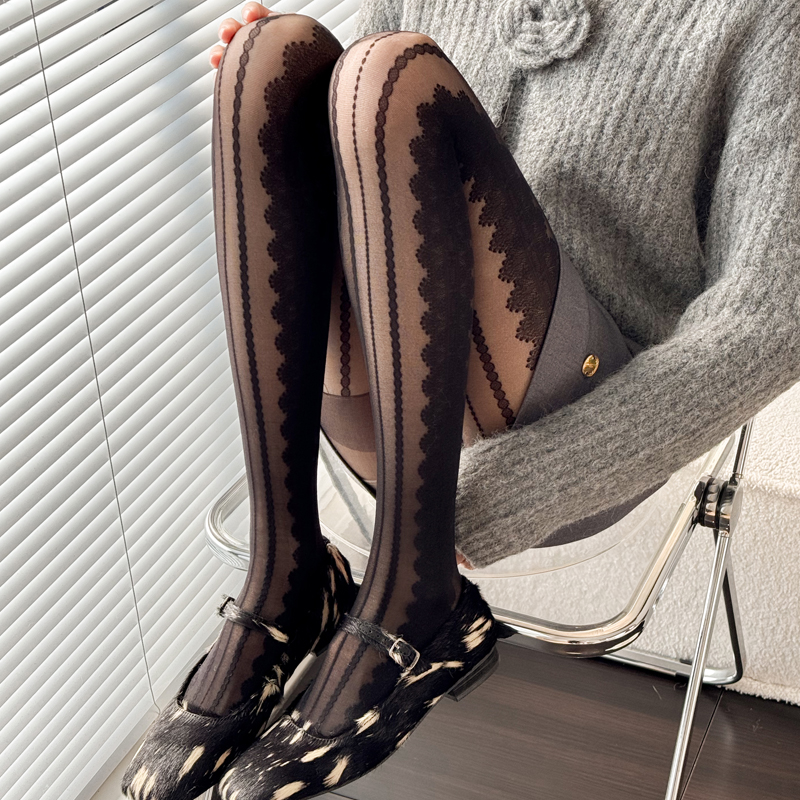 米白色连裤袜甜美lolita白丝女