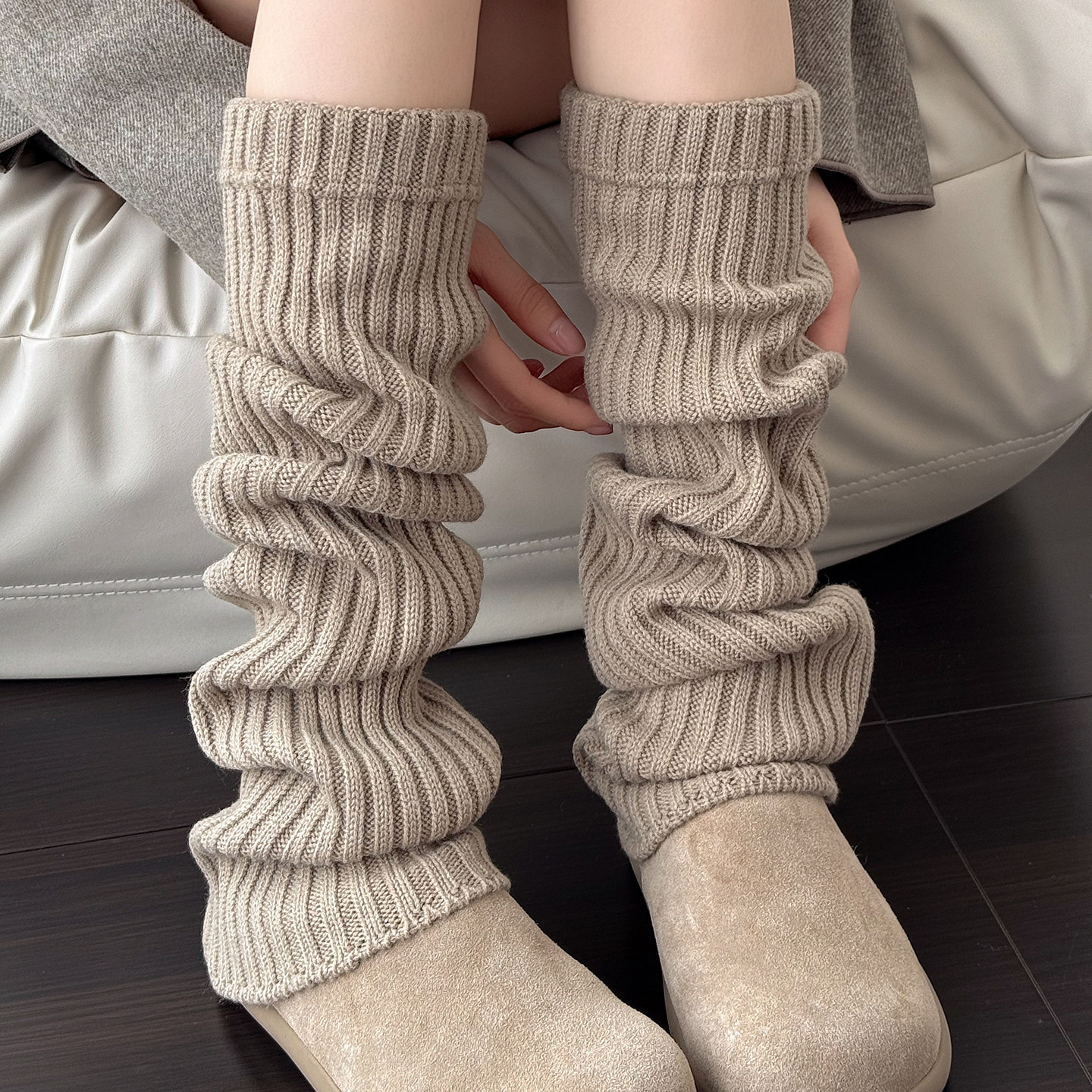 咖啡色过膝腿套秋冬加厚保暖jk奶白色针织中筒堆堆袜烟灰长筒袜套,女士内衣/男士内衣/家居服,中筒袜,淘宝优惠券,粉丝福利购,淘宝优惠卷