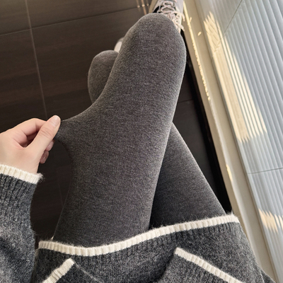 深灰色保暖打底裤秋冬款加绒加厚烟灰连裤袜咖色踩脚袜白色外穿女