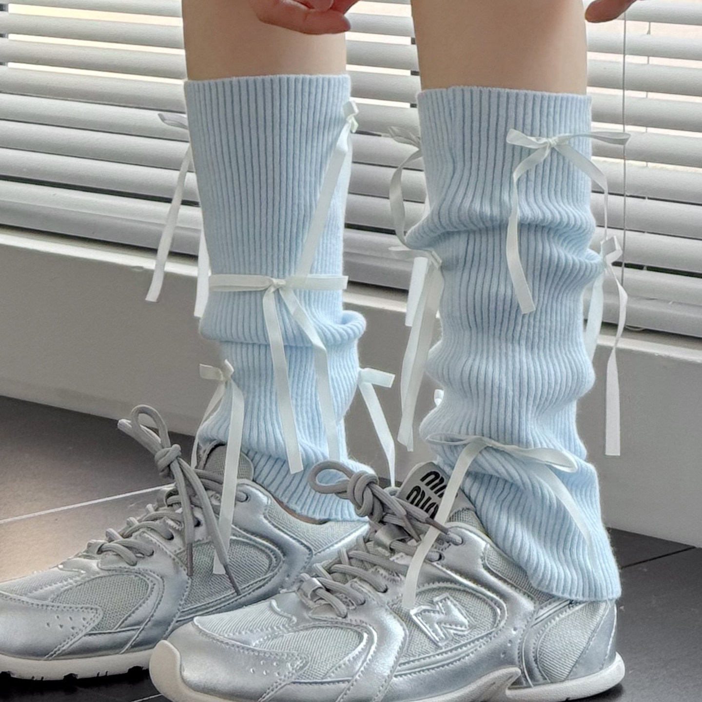 秋冬款甜美浅蓝色腿套灰色中筒袜白色袜套女蝴蝶结粉色小腿堆堆袜,女士内衣/男士内衣/家居服,中筒袜,淘宝优惠券,粉丝福利购,淘宝优惠卷