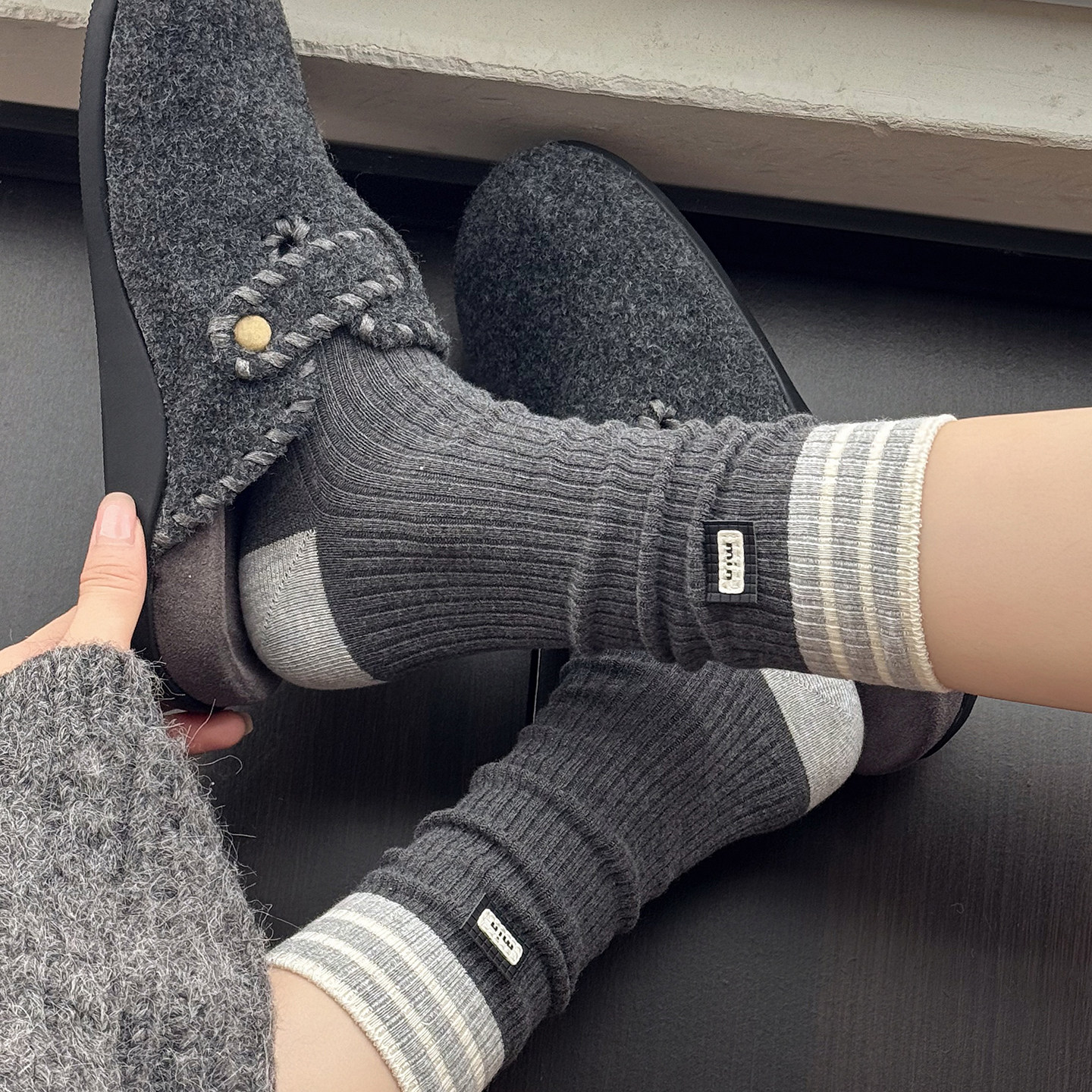 秋冬款加厚保暖烟灰中筒袜美拉德咖色小腿袜女拼接米白色堆堆短袜,女士内衣/男士内衣/家居服,中筒袜,淘宝优惠券,粉丝福利购,淘宝优惠卷