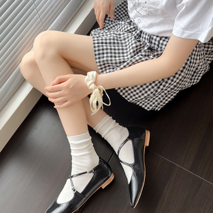 薄款 jk白色短袜女春夏季 韩国ins棉袜灰色堆堆袜子甜美白色中筒袜