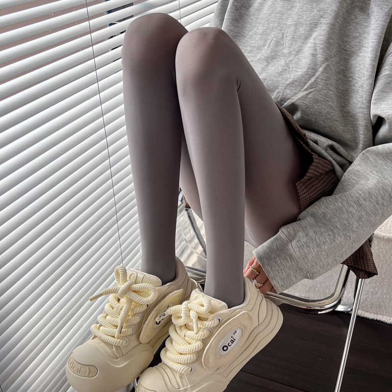打底裤加绒加厚保暖烟灰色连裤袜