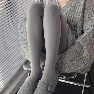 秋冬款加厚保暖加绒烟灰色打底裤