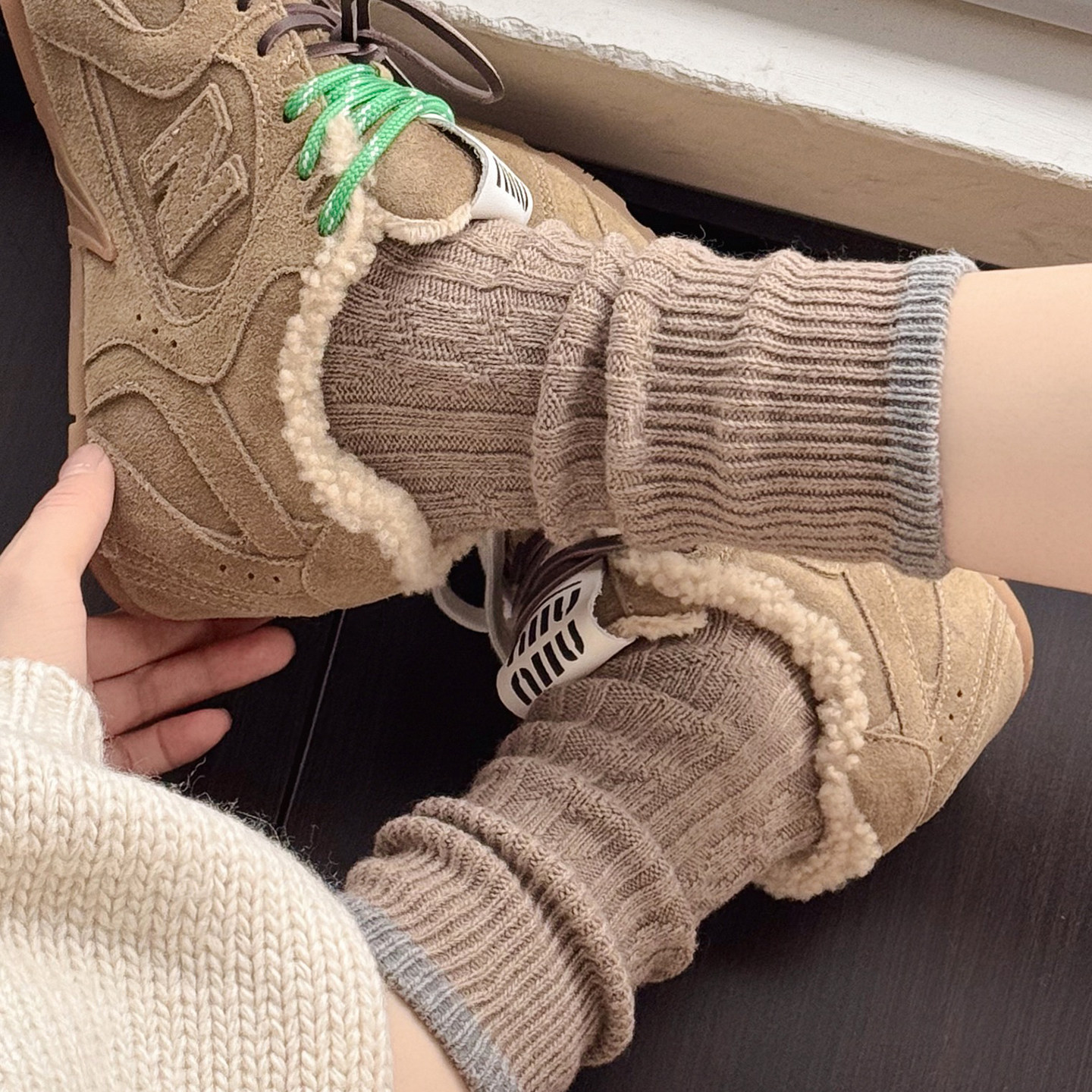 秋冬款麻花纹加厚保暖咖色短袜子女甜美jk米白小腿袜浅灰色中筒袜