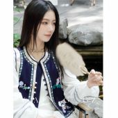 绣花圆领开衫 YANG 新中式 云梦山河 马甲女提花优雅气质上衣