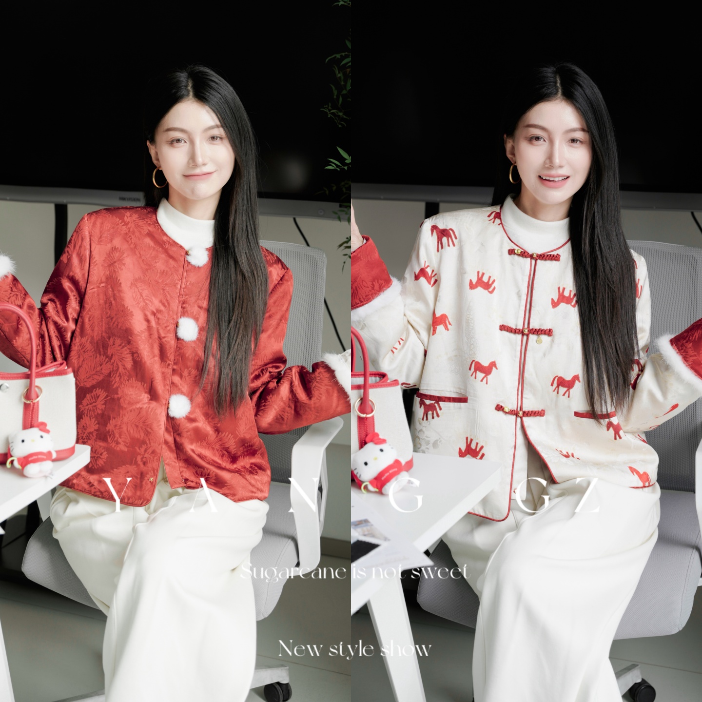 新款马纹圆领开衫短外套上衣女