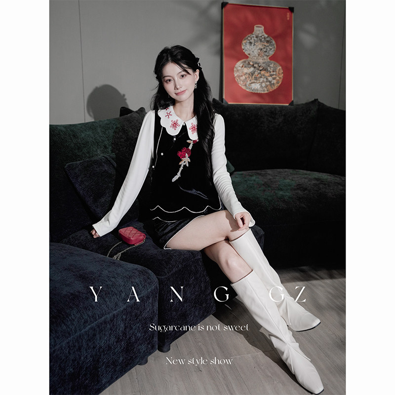 YANG GZ【一枝独秀】新中式国风刺绣百搭显瘦马甲外穿上衣半裙女