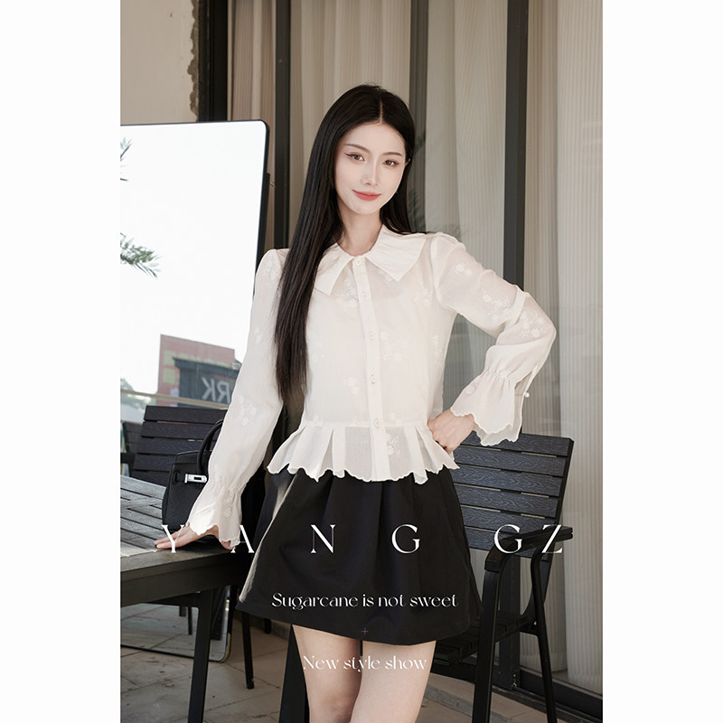 YANG GZ【糖霜花园】新中式新款浮雕刺绣设计感娃娃领衬衫上衣女,女装/女士精品,汉服上装,淘宝优惠券,粉丝福利购,淘宝优惠卷